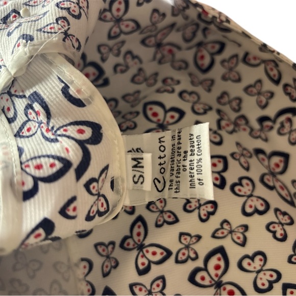 Red & navy blue 🦋 BUTTERFLY jacket! Has flutter cuffs & waist. Small/Med NWOT - Picture 10 of 11